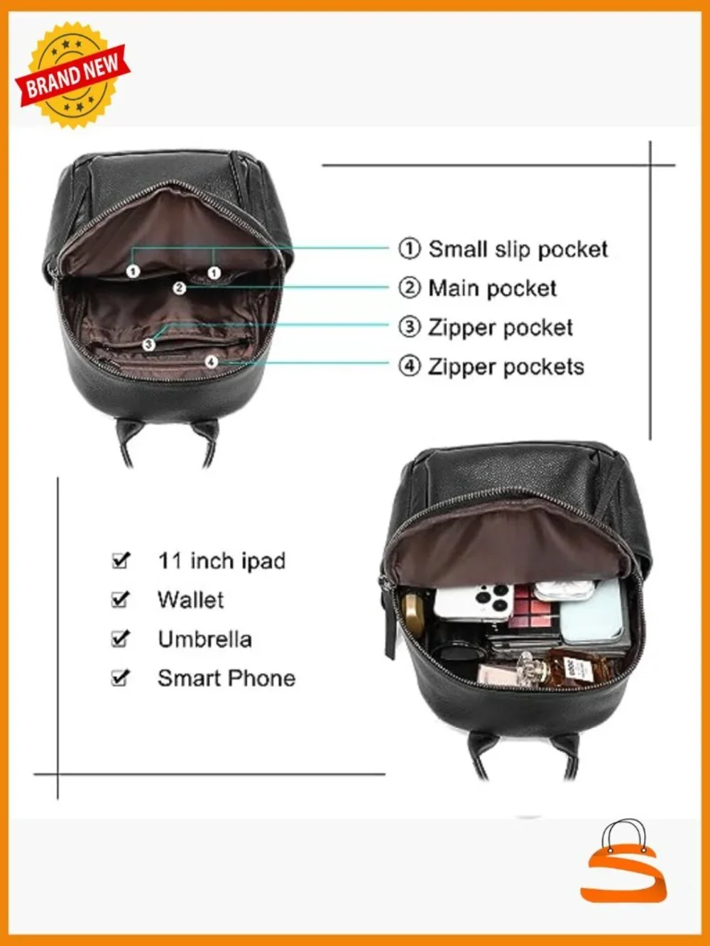 Genuine Leather Backpack Purse for Women Multi-functional Daypack Small
